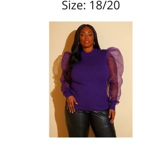 Ashley stewart SimilarOrganza Sleeved Ribbed Sweater